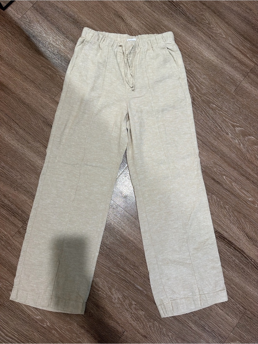 GAP Men's Drawstring Linen-Blend Pants in Light Beige